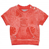 Памучна тениска с флорален принт за бебе оранжева Boboli 154854 
