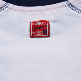 Памучна блуза с къс ръкав и щампа за момче бяла Boboli 154865 4