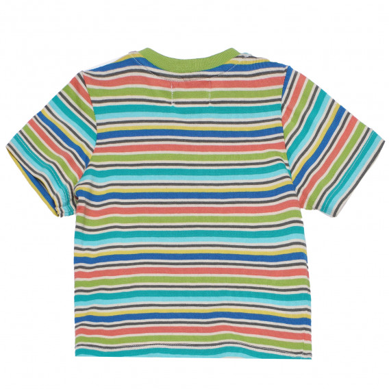 Памучна тениска в цветно райе с щампа за бебе Boboli 154870 2