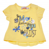 Памучна тениска с щампа за бебе за момиче зелена Boboli 154877 