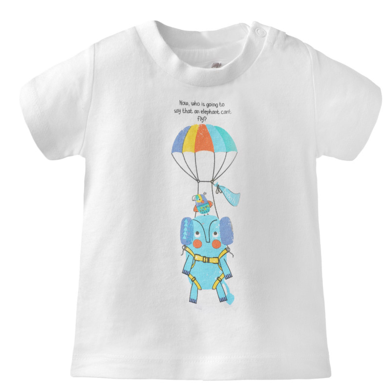 Памучна тениска с щампа за бебе, бял цвят  154896