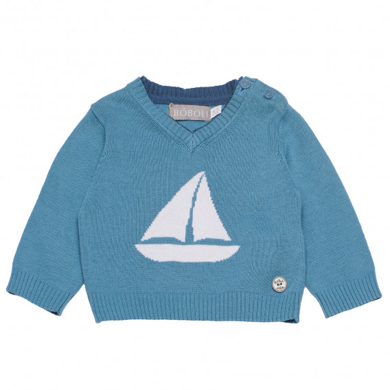 Памучен пуловер с бродерия за бебе за момче син Boboli 154915 