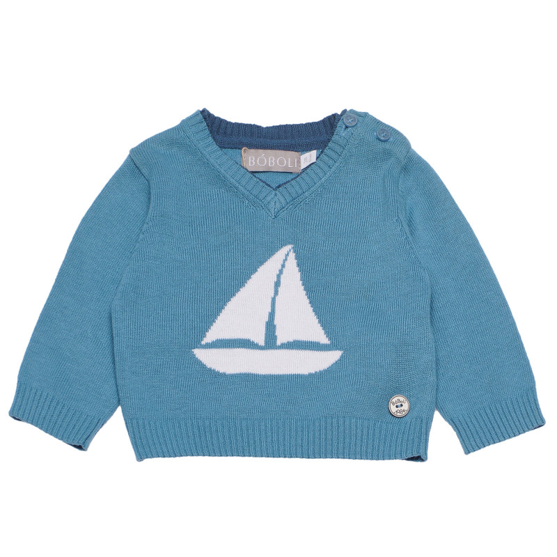 Памучен пуловер с бродерия за бебе за момче син  154915