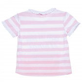 Тениска в бяло розово райе с надпис за бебе Boboli 154931 2