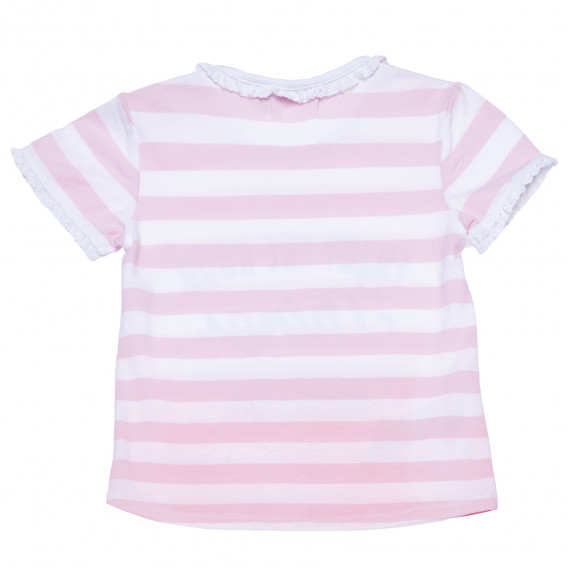 Тениска в бяло розово райе с надпис за бебе Boboli 154931 2