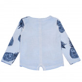 Памучна блуза с дълъг ръкав и принт на ананаси за момиче синя Boboli 154935 2