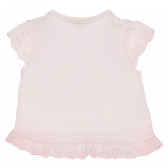 Памучна тениска с къдрички и апликации за бебе за момиче розова Boboli 154939 2