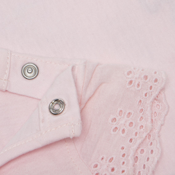 Памучна тениска с къдрички и апликации за бебе за момиче розова Boboli 154941 4