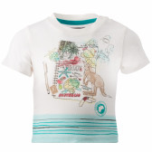 Памучна тениска с животински принт за бебе бяла Boboli 154942 