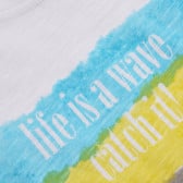 Памучна тениска с цветен принт за бебе за момче бяла Boboli 154948 3