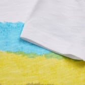 Памучна тениска с цветен принт за бебе за момче бяла Boboli 154949 4