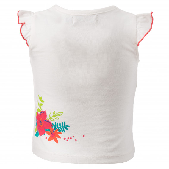 Памучна тениска с къдрички на ръкавите за бебе за момиче бяла Boboli 154962 2
