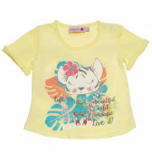 Тениска с щампа за бебе за момиче жълта Boboli 154965 