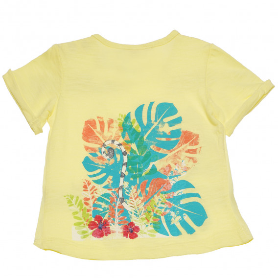 Тениска с щампа за бебе за момиче жълта Boboli 154966 2