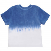 Памучна тениска с надпис за бебе за момче в синьо и бяло Boboli 154974 2