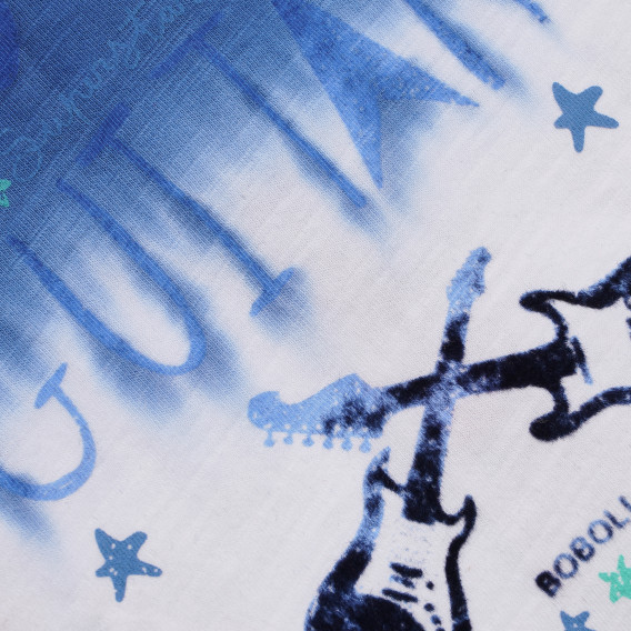 Памучна тениска с надпис за бебе за момче в синьо и бяло Boboli 154975 3