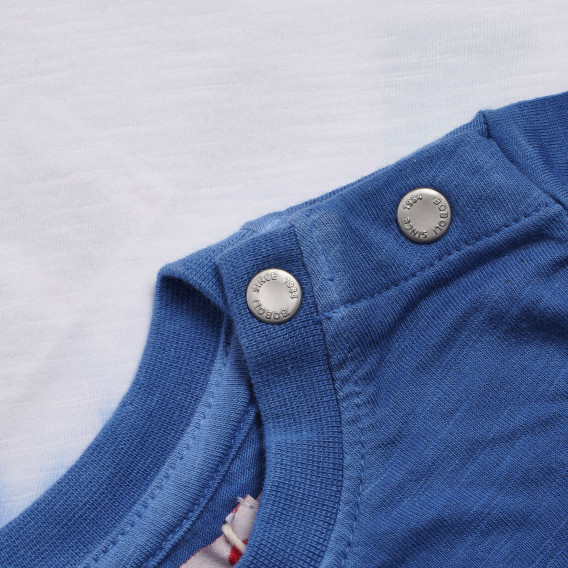 Памучна тениска с надпис за бебе за момче в синьо и бяло Boboli 154976 4