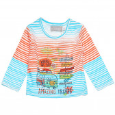Памучна блуза с щампа и цветно райе за бебе Boboli 154985 