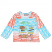 Памучна блуза в цветно райе и щампа за бебе Boboli 154989 