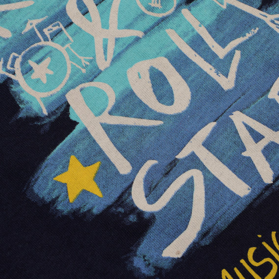 Памучна тениска с надпис за бебе за момче тъмно синя Boboli 155003 3