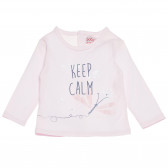 Памучна блуза щампа и надпис за бебе за момиче розова Boboli 155017 