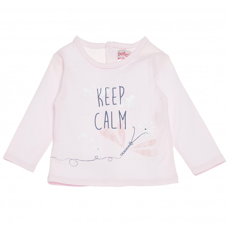 Памучна блуза щампа и надпис за бебе за момиче розова  155017
