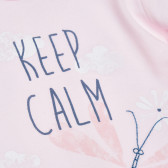 Памучна блуза щампа и надпис за бебе за момиче розова Boboli 155020 4