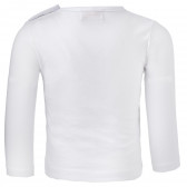 Памучна блуза с дълъг ръкав и принт за бебе за момче бяла Boboli 155032 5