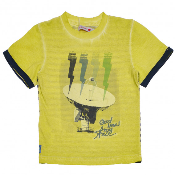 Памучна тениска с щампа за момче жълта Boboli 155033 