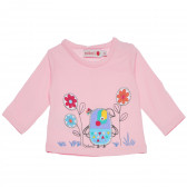 Памучна блуза с апликация за бебе за момиче розова Boboli 155045 