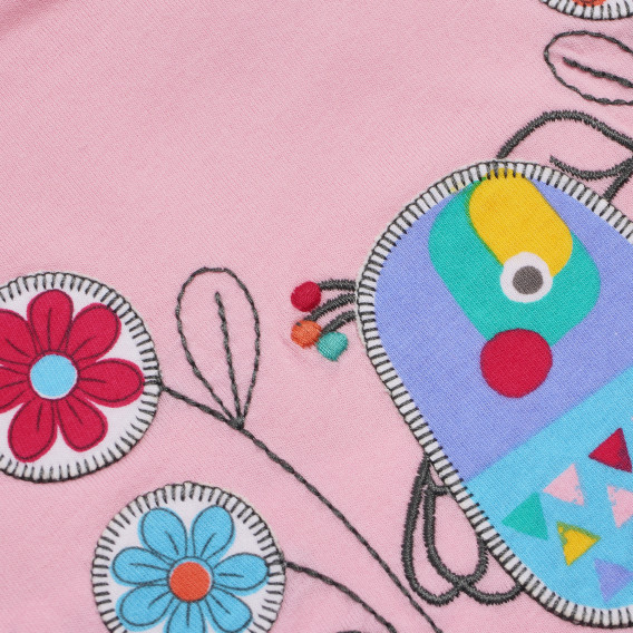 Памучна блуза с апликация за бебе за момиче розова Boboli 155047 3