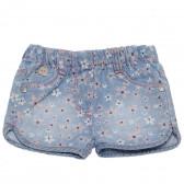 Памучен дънков къс панталон с флорален принт за бебе Boboli 155057 4