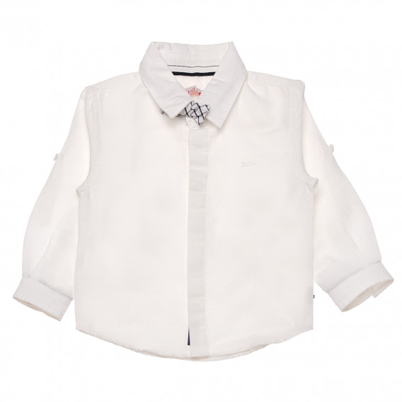 Риза с дълъг ръкав и папийонка за бебе за момче бяла Boboli 155285 