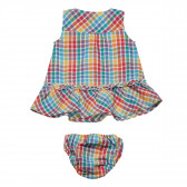 Памучен комплект рокля с гащички в цветно каре за бебе Boboli 155465 2