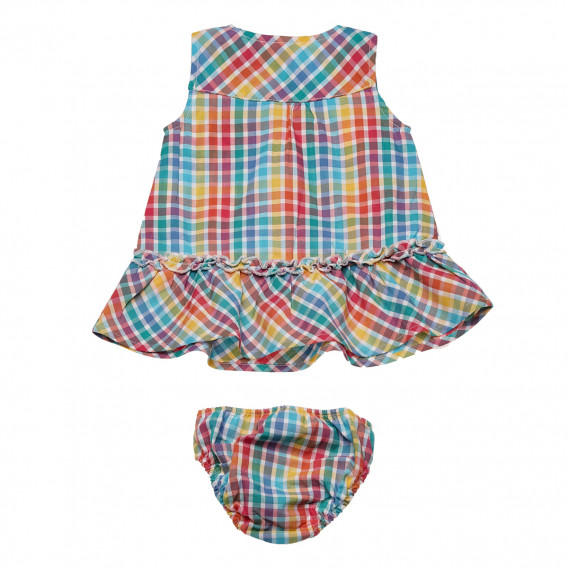 Памучен комплект рокля с гащички в цветно каре за бебе Boboli 155465 2