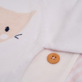 Памучен комплект от три части за бебе в бяло и розово Boboli 155491 4