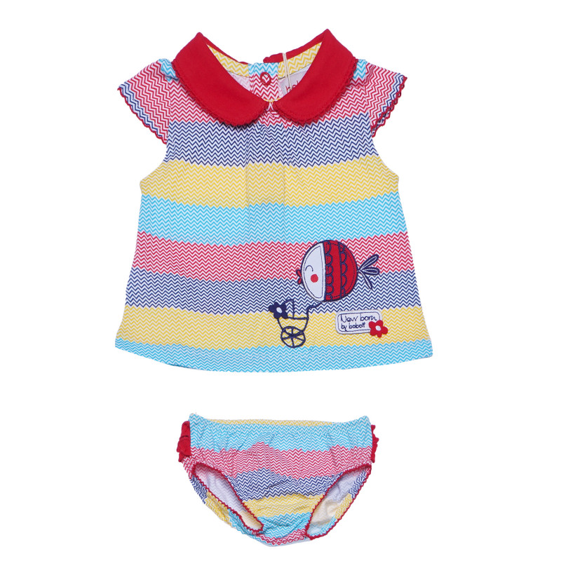 Памучен комплект рокля с гащички за бебе за момиче многоцветен  155528