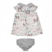 Памучен комплект рокля с гащички и принт на панделки за бебе Boboli 155545 2
