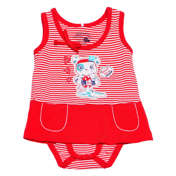 Памучно боди с апликация за бебе за момиче червен Boboli 155588 