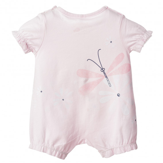 Памучен къс гащеризон с апликация за бебе за момиче розов Boboli 155615 2
