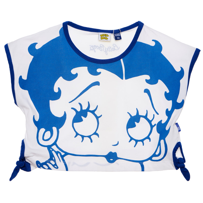 Памучна Блуза за момиче в бяло и синьо  156508