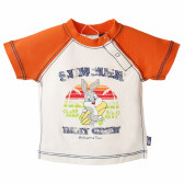 Памучна тениска за бебе за момче в бяло и оранжево Original Marines 156667 