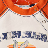 Памучна тениска за бебе за момче в бяло и оранжево Original Marines 156669 3