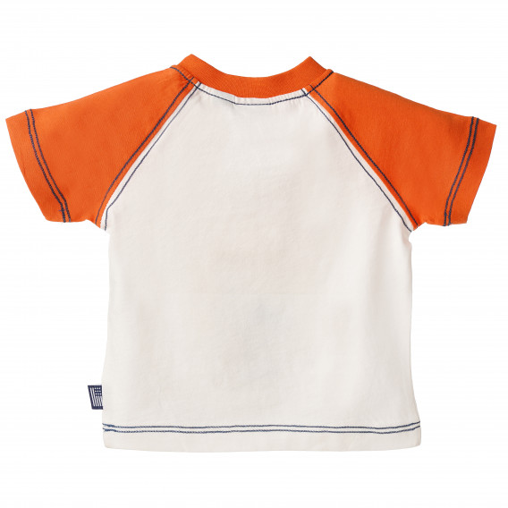 Памучна тениска за бебе за момче в бяло и оранжево Original Marines 156670 4