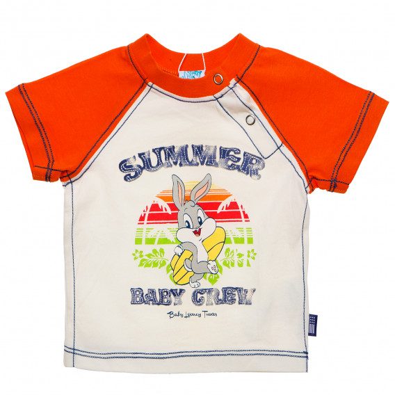 Памучна тениска за бебе за момче в бяло и оранжево Original Marines 156671 5
