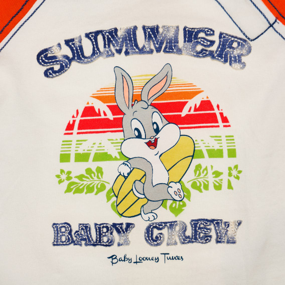Памучна тениска за бебе за момче в бяло и оранжево Original Marines 156672 6