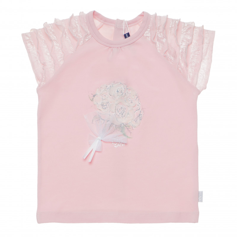 Памучна тениска за бебе за момиче розова  156723