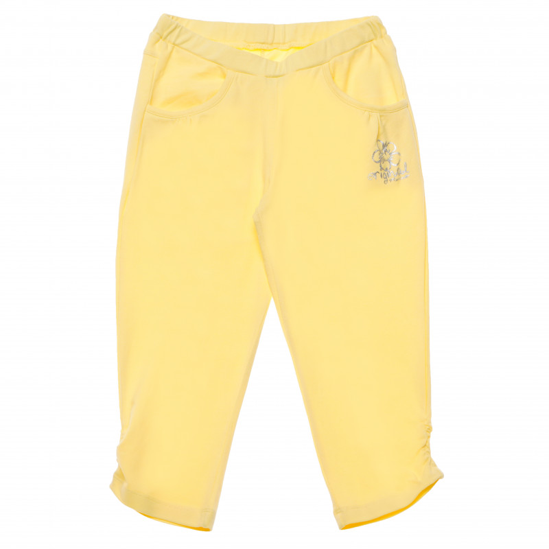 Памучен панталон за момиче жълт  156758