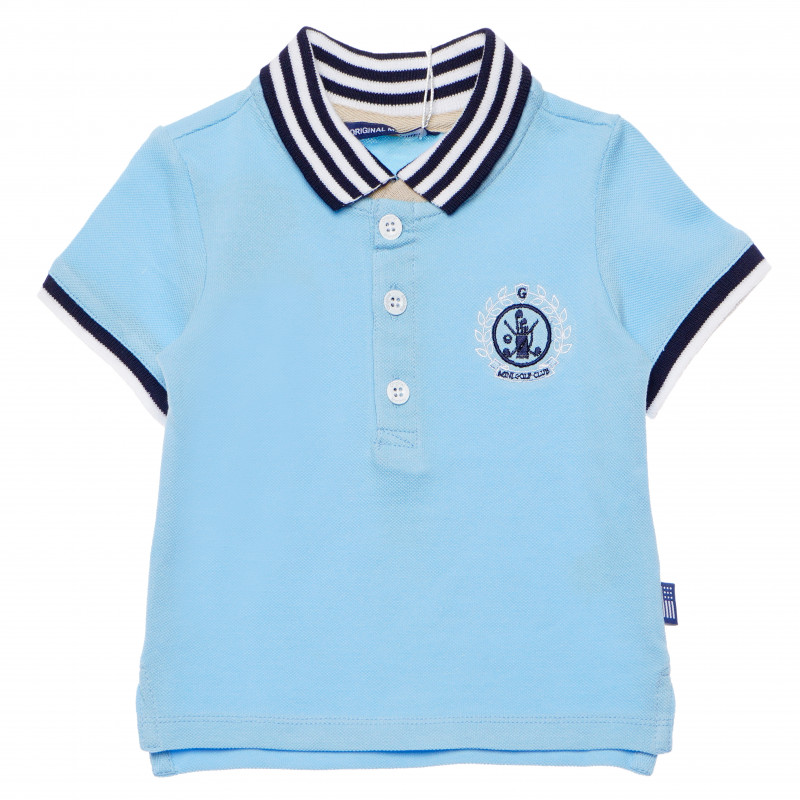 Памучна тениска за бебе за момче в бяло и синьо  156794