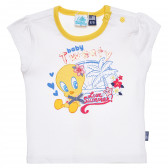 Памучна тениска за бебе за момиче в бяло и жълто Original Marines 156986 7